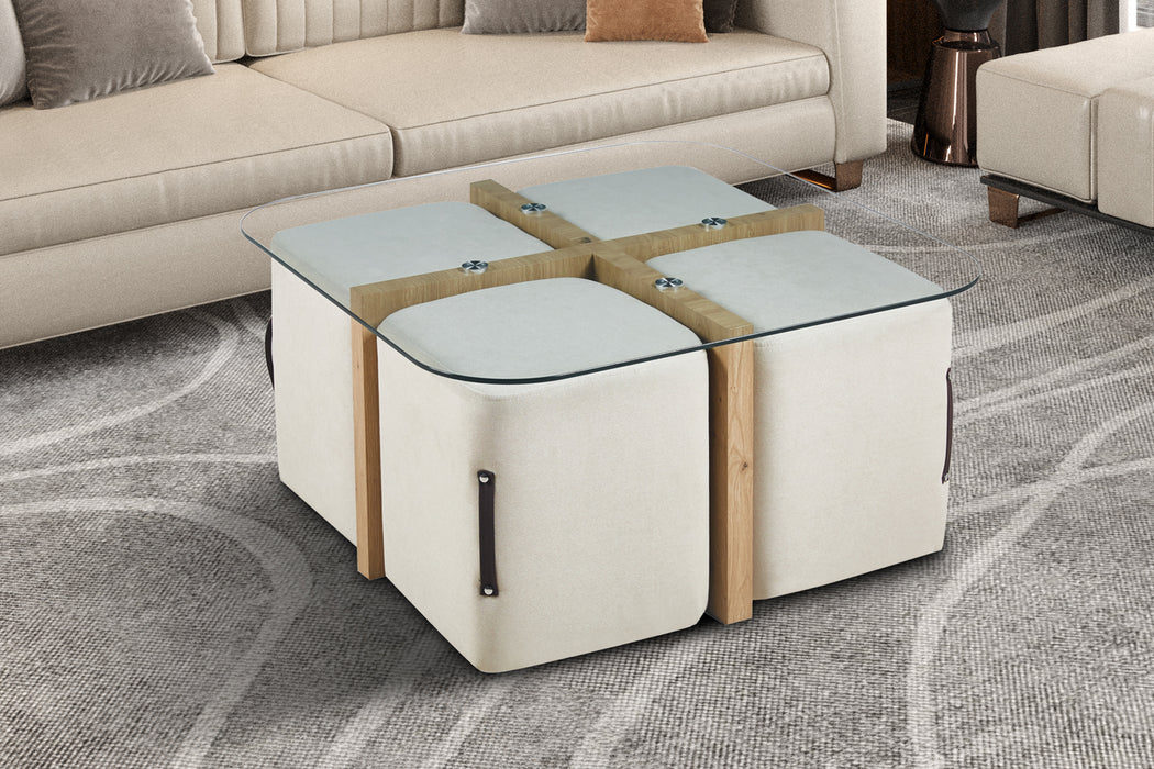 Salontafel Shana + 4 poefen