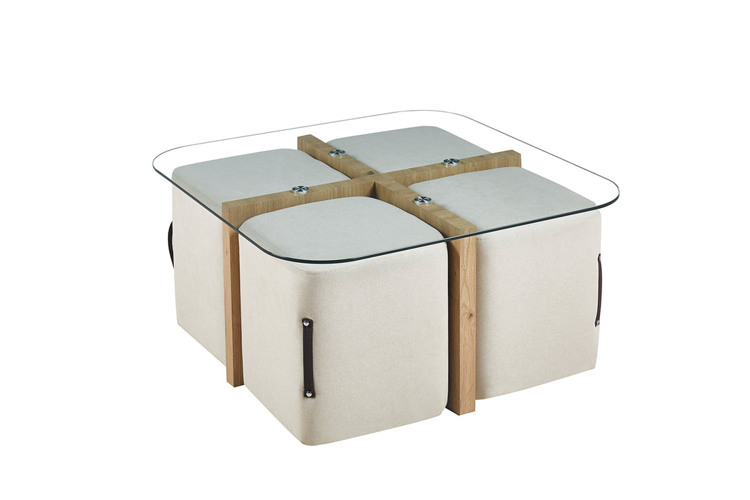 Salontafel Shana + 4 poefen