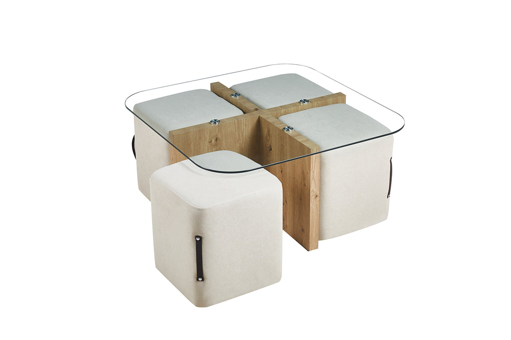 Salontafel Shana + 4 poefen