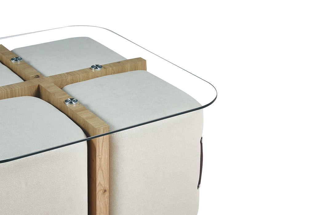 Salontafel Shana + 4 poefen