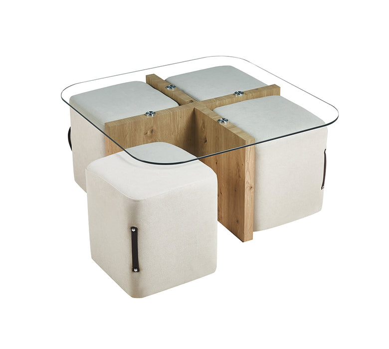 Salontafel Shana + 4 poefen